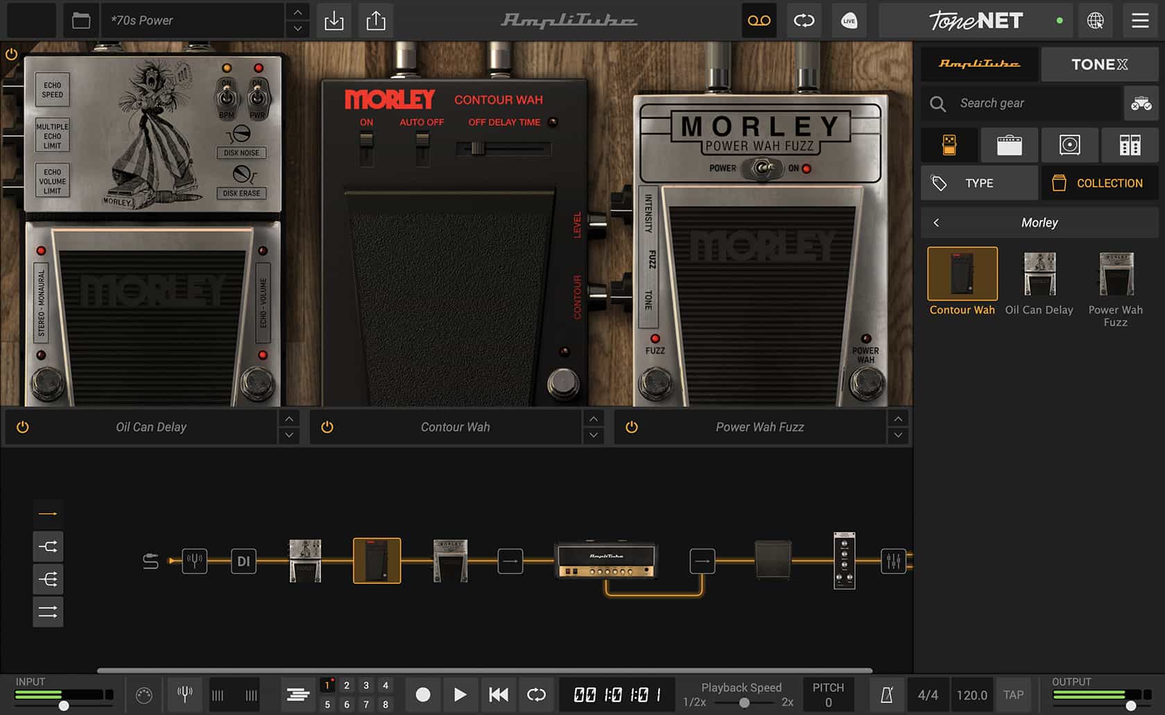 AmpliTube GUI Morley Stomps